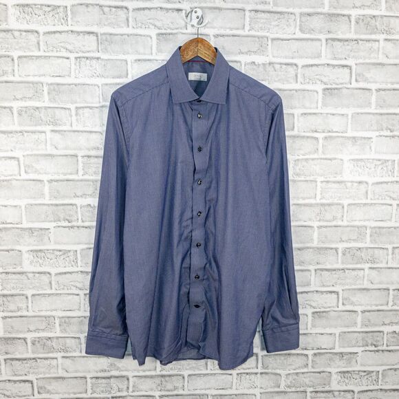 ETON Men's Contemporary fit Button up Shirt in Blue striped cotton size 16 1/2 - Picture 1 of 5